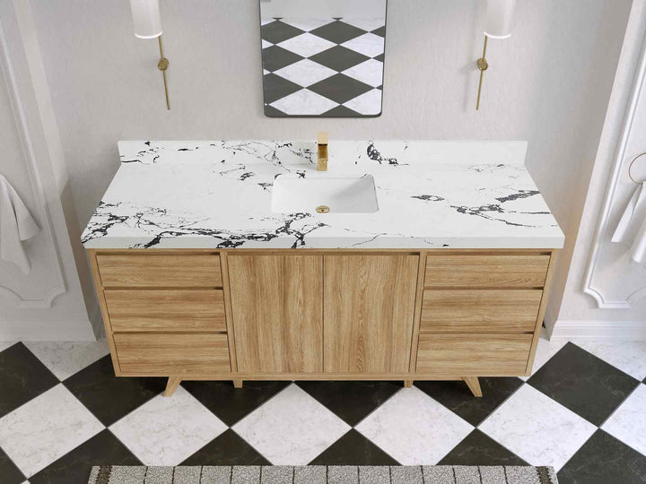Madison Teak Wood 72 in. W x 22 in. D Single Sink Bathroom Vanity - photo 37