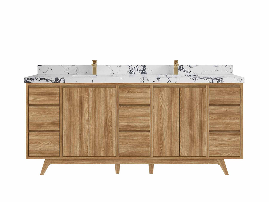 Madison Teak Wood 80 in. W x 22 in. D Double Sink Bathroom Vanity
