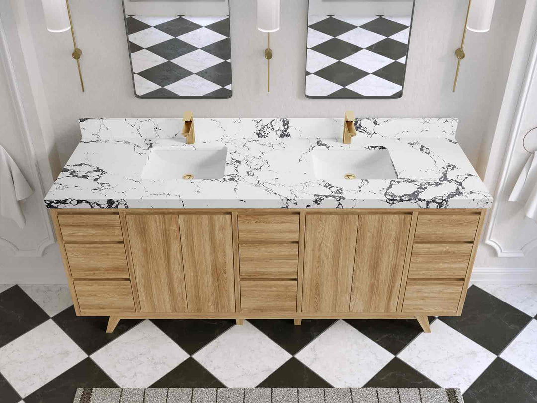 Madison Teak Wood 80 in. W x 22 in. D Double Sink Bathroom Vanity