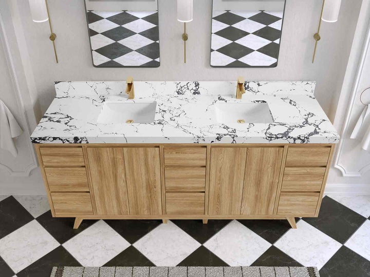 Madison Teak Wood 80 in. W x 22 in. D Double Sink Bathroom Vanity - photo 38