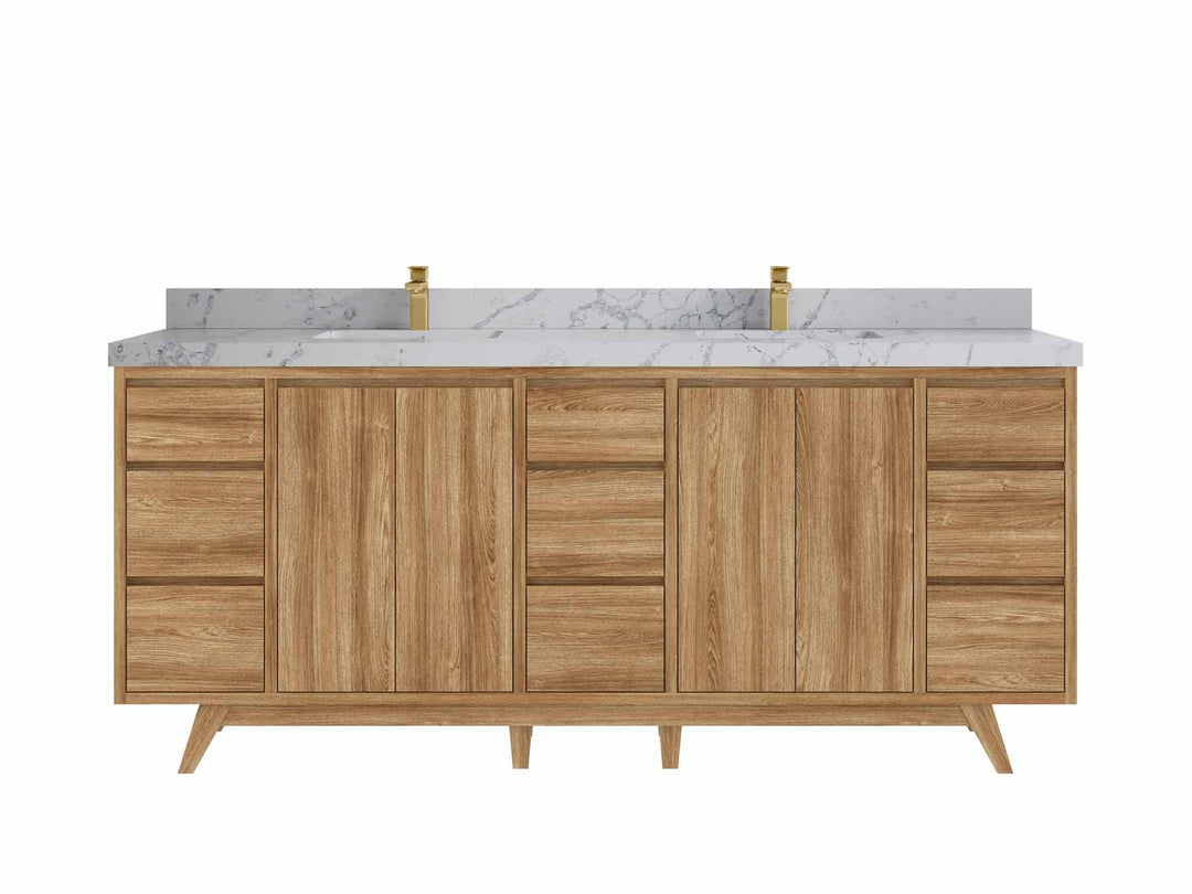 Madison Teak Wood 80 in. W x 22 in. D Double Sink Bathroom Vanity