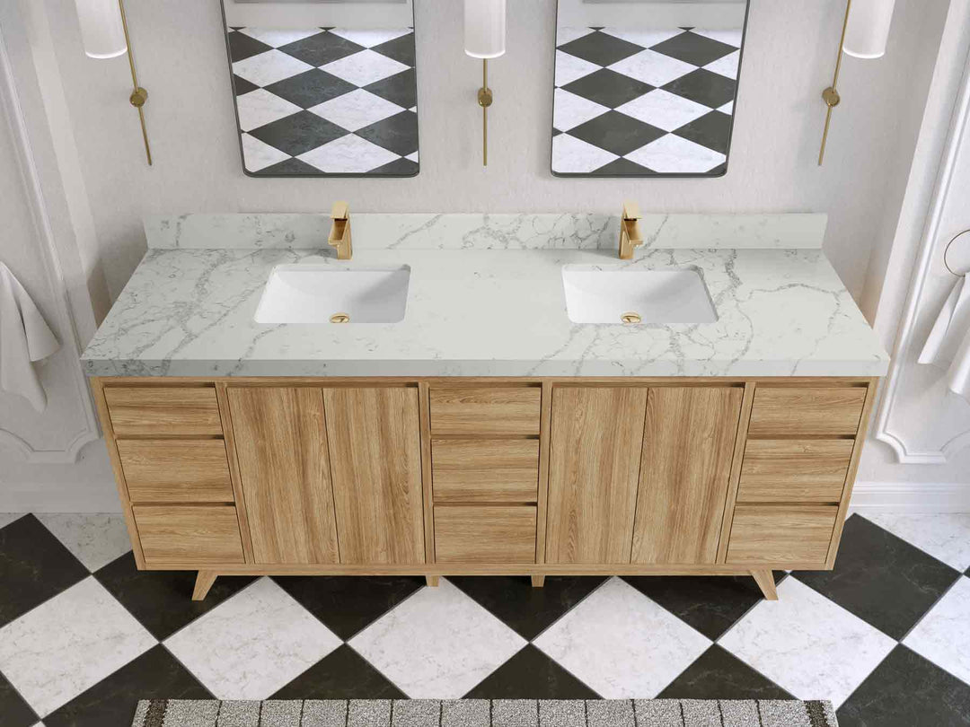 Madison Teak Wood 80 in. W x 22 in. D Double Sink Bathroom Vanity