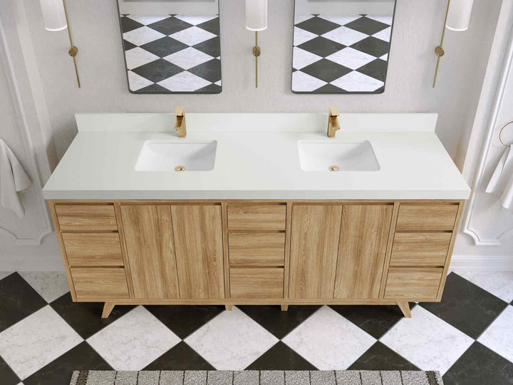 Madison Teak Wood 80 in. W x 22 in. D Double Sink Bathroom Vanity - photo 42