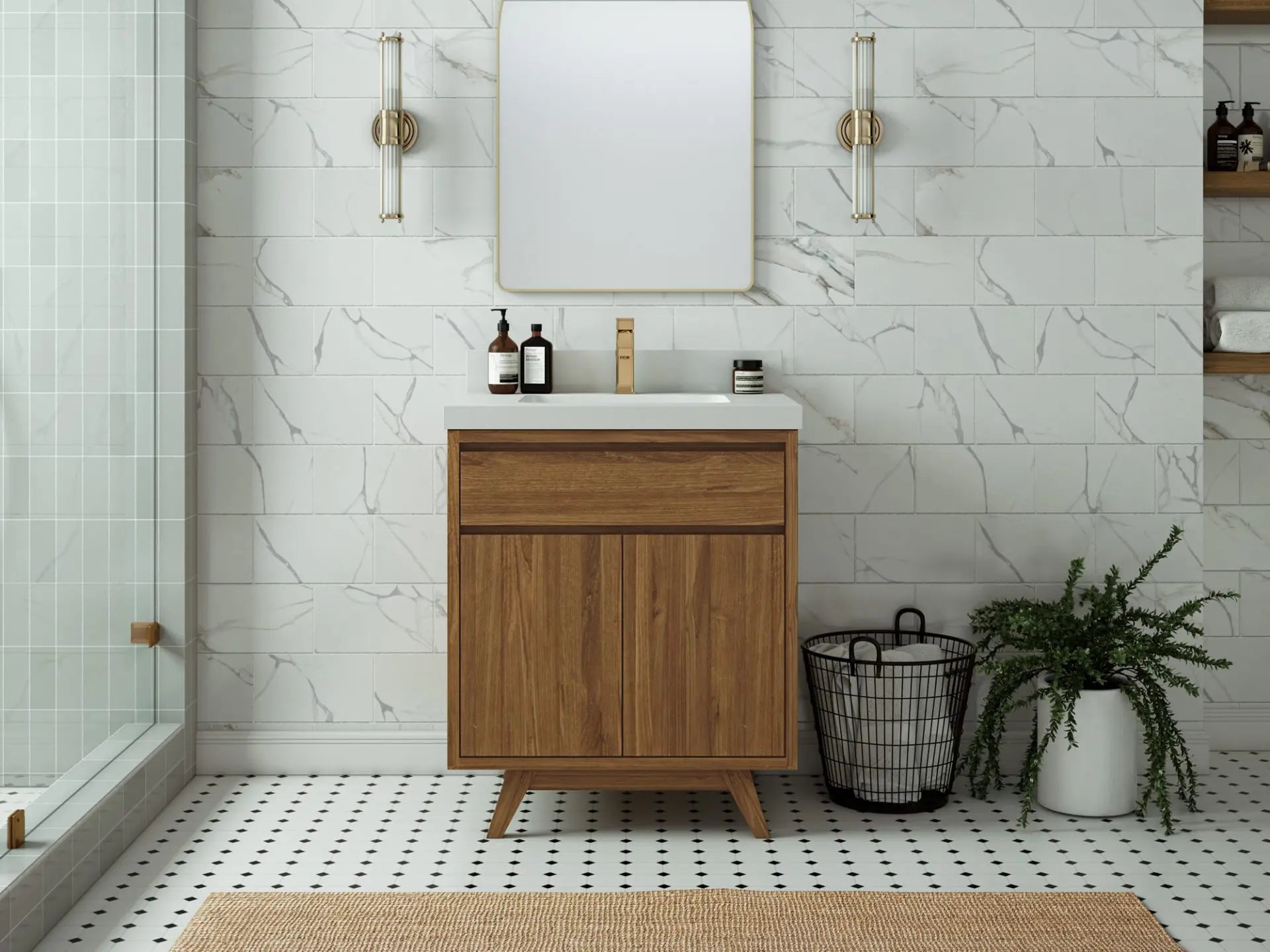 Madison Teak Wood 30 in. W x 22 in. D Single Sink Bathroom Vanity