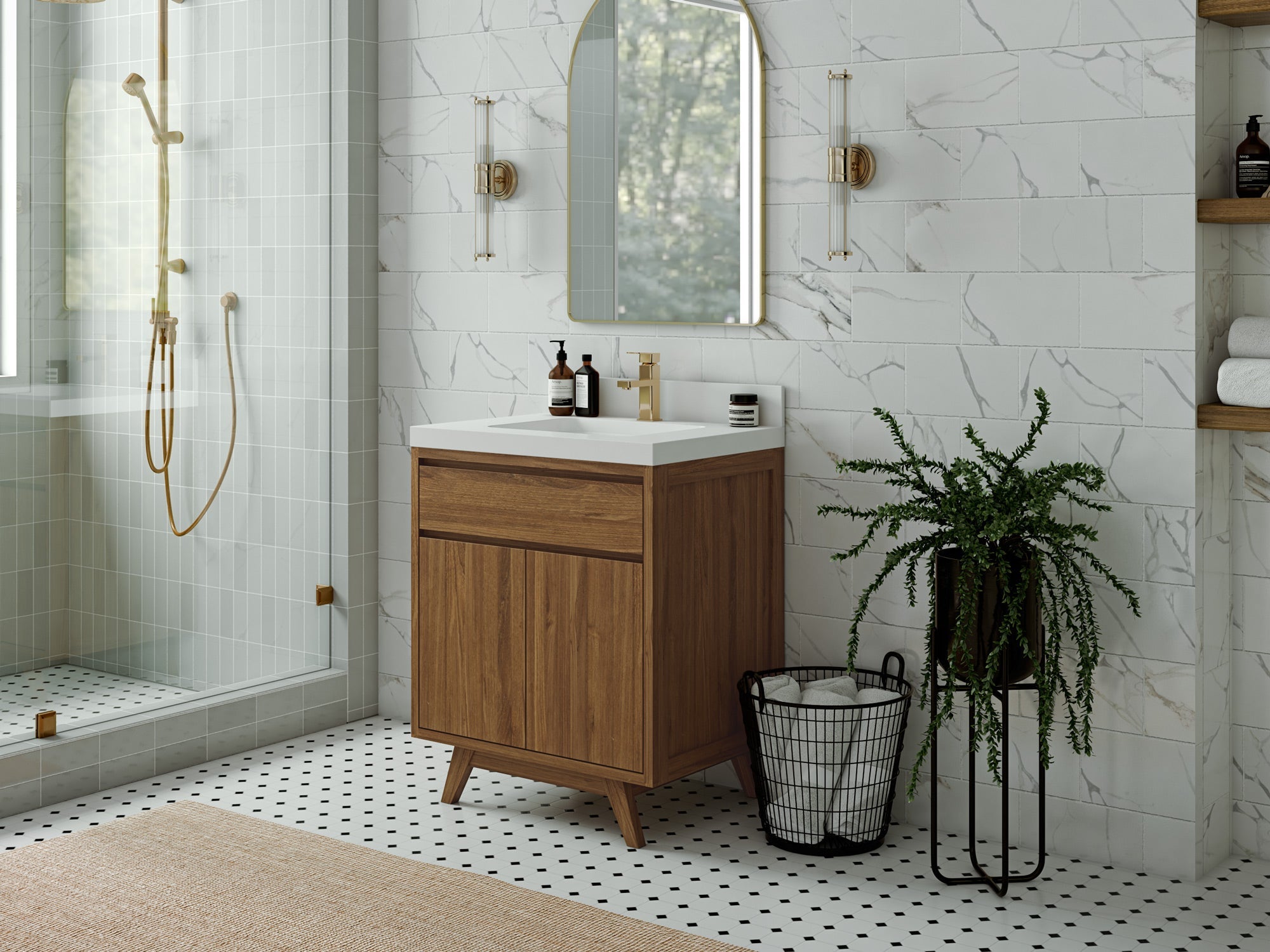 Madison Teak Wood 30 in. W x 22 in. D Single Sink Bathroom Vanity