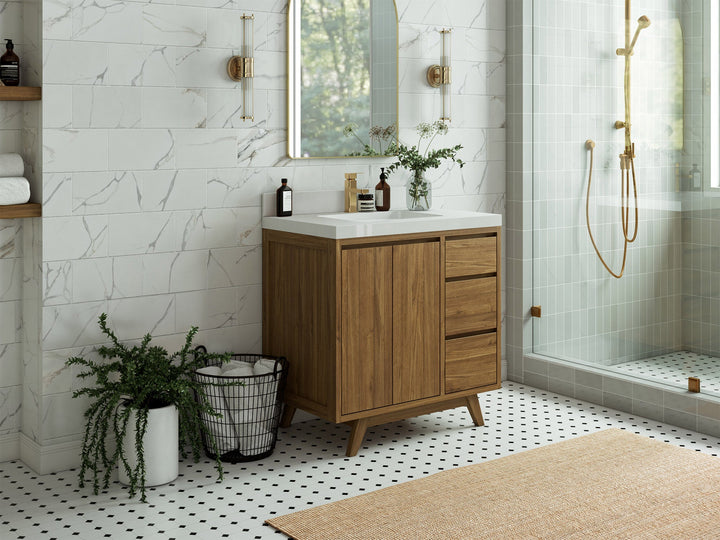 Madison Teak Wood 36 in. W x 22 in. D Center Sink Bathroom Vanity - photo 2