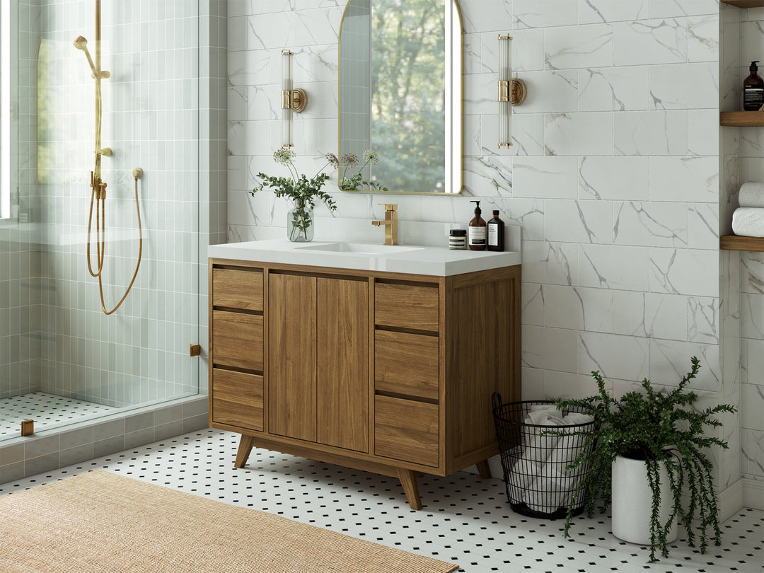 Madison Teak Wood 48 in. W x 22 in. D Single Sink Bathroom Vanity
