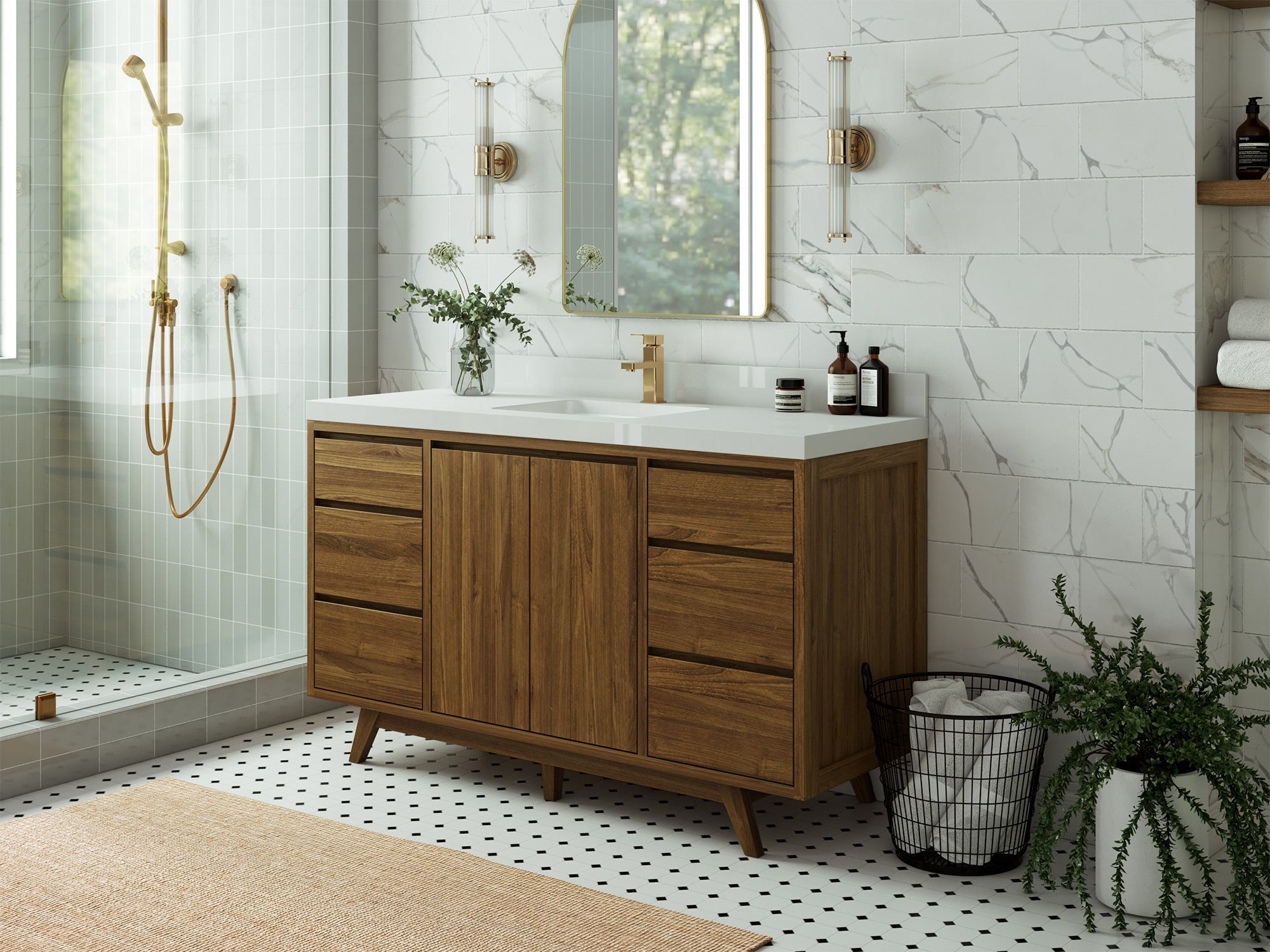 Madison Teak Wood 60 in. W x 22 in. D Single Sink Bathroom Vanity