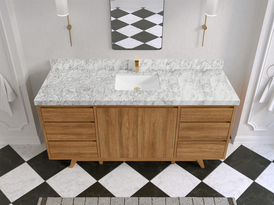 Madison Teak Wood 72 in. W x 22 in. D Single Sink Bathroom Vanity