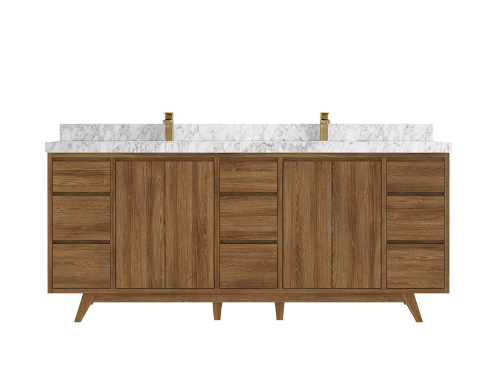 Madison Teak Wood 80 in. W x 22 in. D Double Sink Bathroom Vanity - photo 20
