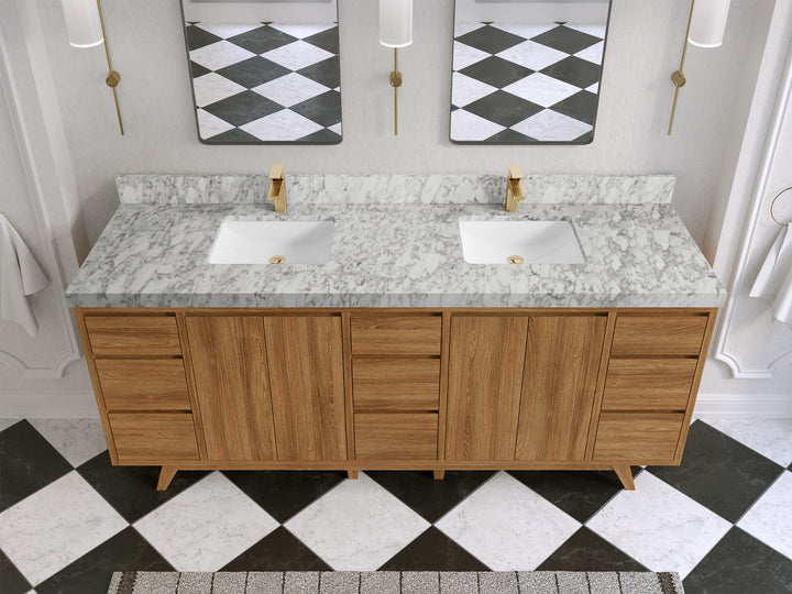 Madison Teak Wood 80 in. W x 22 in. D Double Sink Bathroom Vanity - photo 19