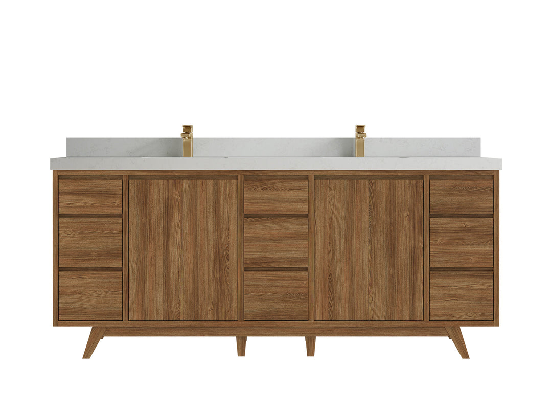 Madison Teak Wood 80 in. W x 22 in. D Double Sink Bathroom Vanity