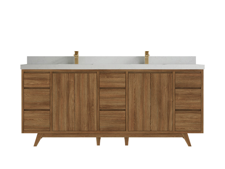 Madison Teak Wood 80 in. W x 22 in. D Double Sink Bathroom Vanity - photo 22