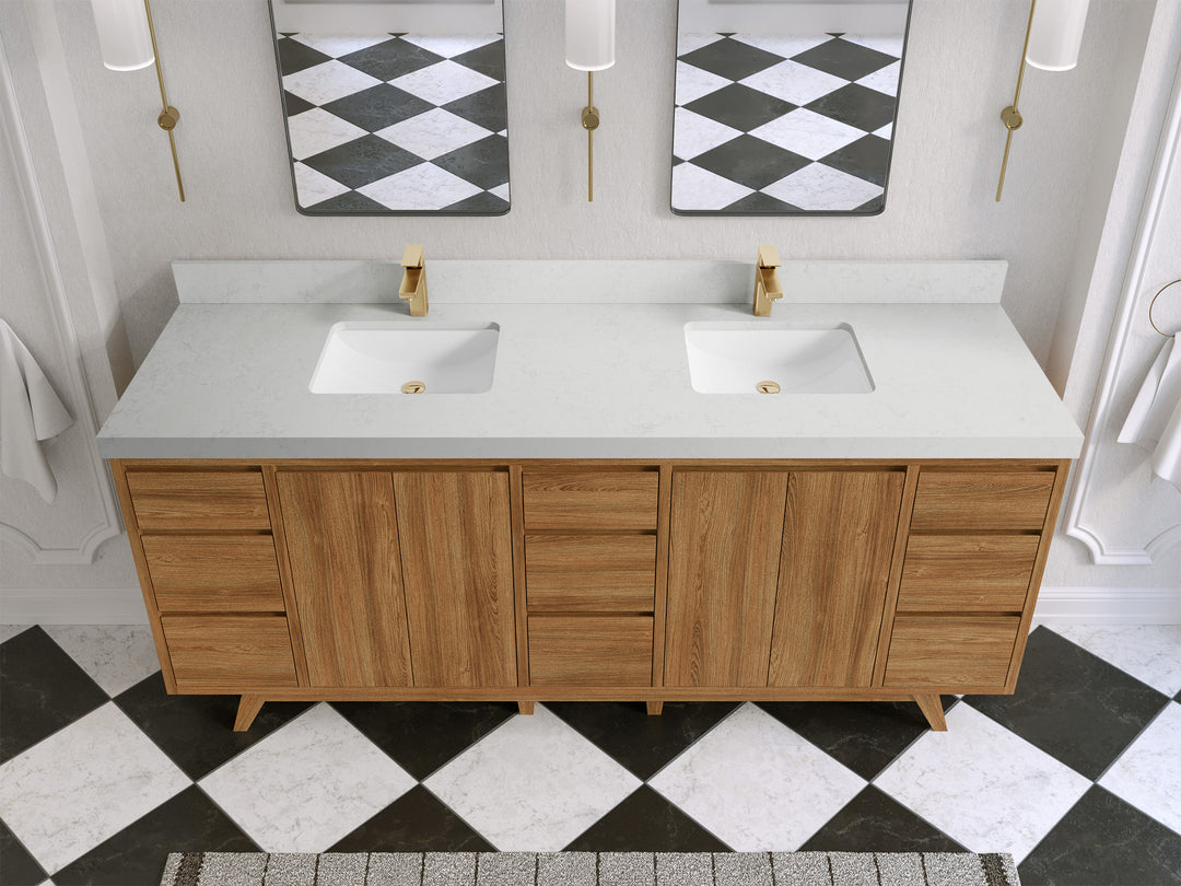 Madison Teak Wood 80 in. W x 22 in. D Double Sink Bathroom Vanity