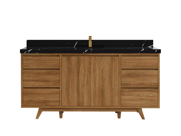 Madison Teak Wood 72 in. W x 22 in. D Single Sink Bathroom Vanity - photo 12