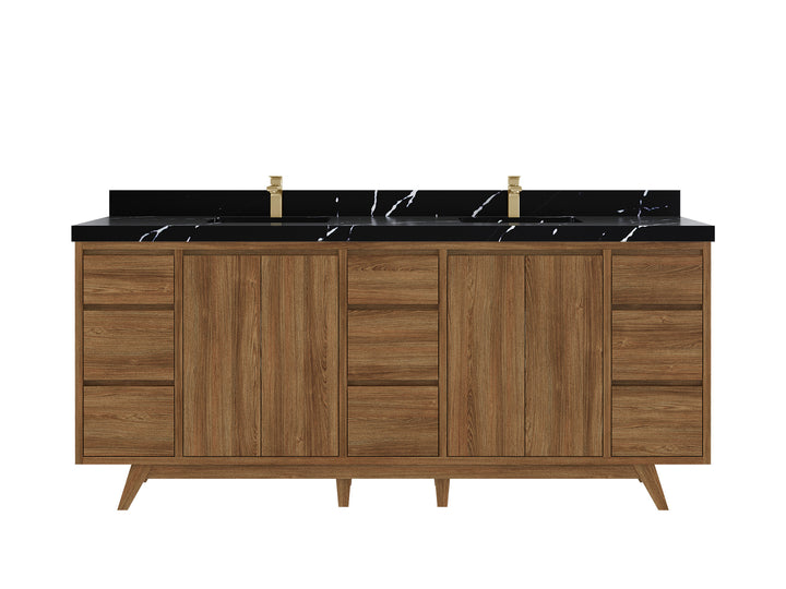 Madison Teak Wood 80 in. W x 22 in. D Double Sink Bathroom Vanity - photo 8