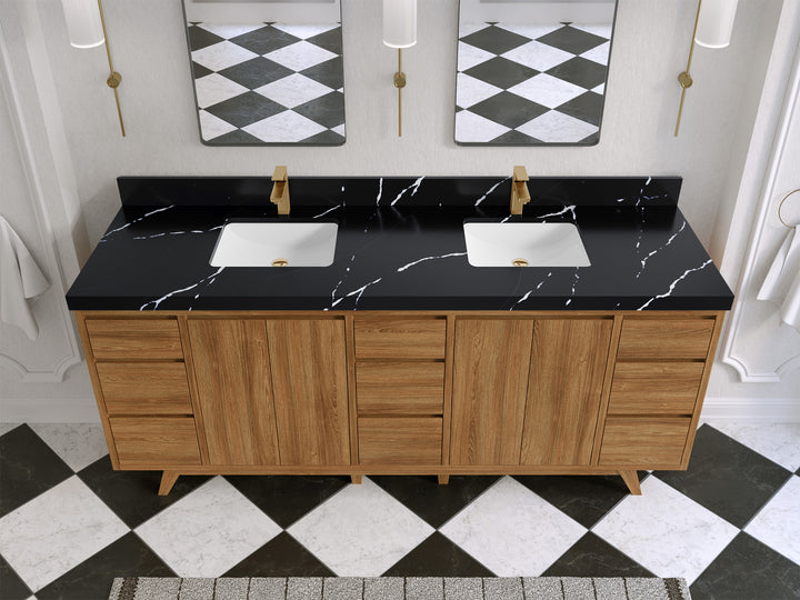 Madison Teak Wood 80 in. W x 22 in. D Double Sink Bathroom Vanity - photo 7