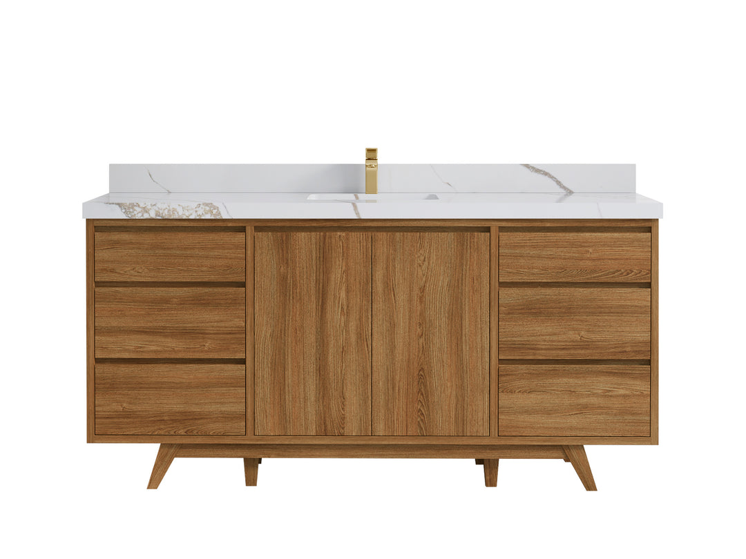 Madison Teak Wood 72 in. W x 22 in. D Single Sink Bathroom Vanity