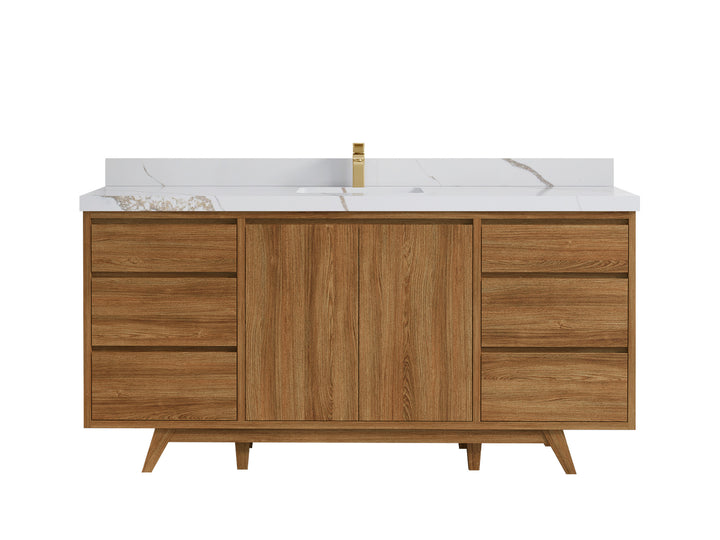 Madison Teak Wood 72 in. W x 22 in. D Single Sink Bathroom Vanity - photo 14