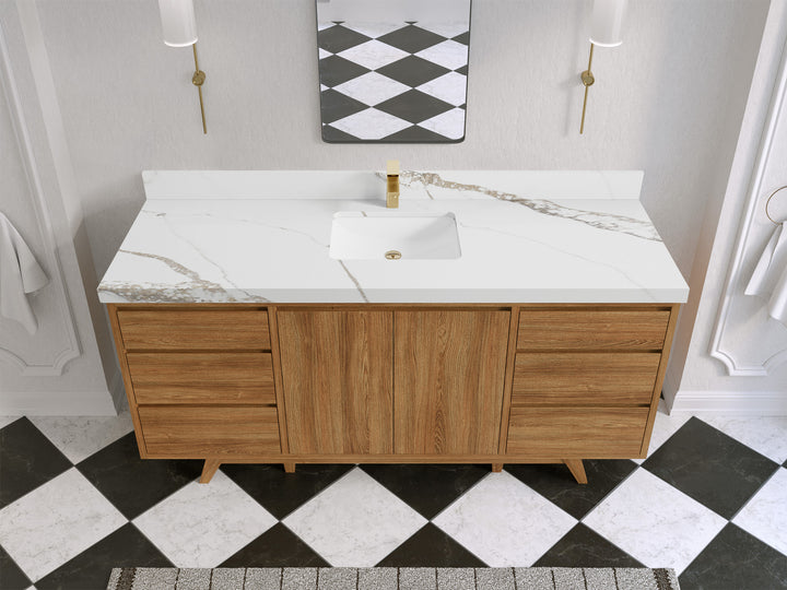 Madison Teak Wood 72 in. W x 22 in. D Single Sink Bathroom Vanity - photo 13