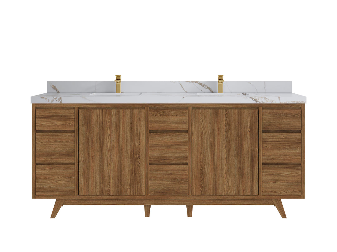 Madison Teak Wood 80 in. W x 22 in. D Double Sink Bathroom Vanity