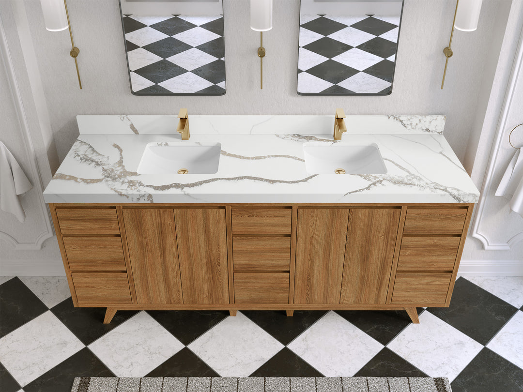 Madison Teak Wood 80 in. W x 22 in. D Double Sink Bathroom Vanity