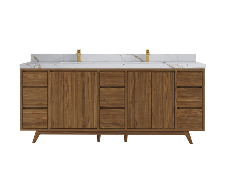 Madison Teak Wood 80 in. W x 22 in. D Double Sink Bathroom Vanity - photo 18