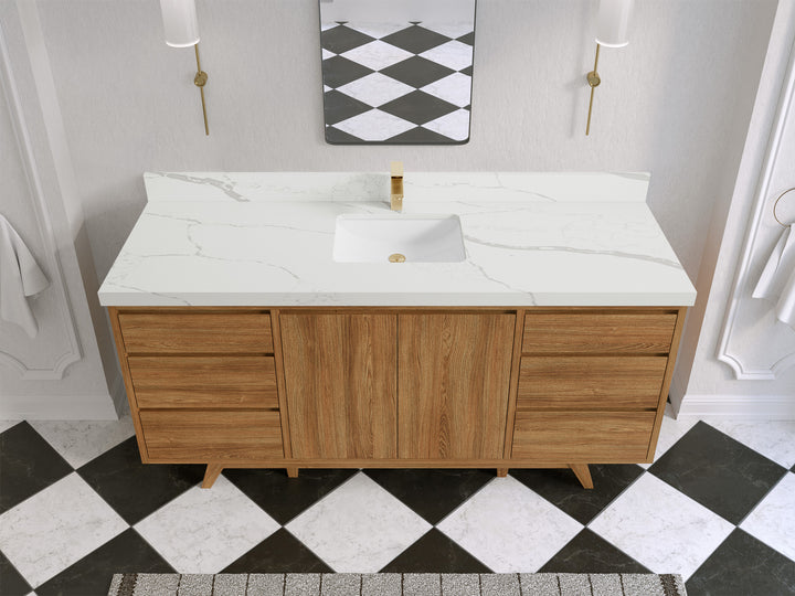 Madison Teak Wood 72 in. W x 22 in. D Single Sink Bathroom Vanity - photo 15