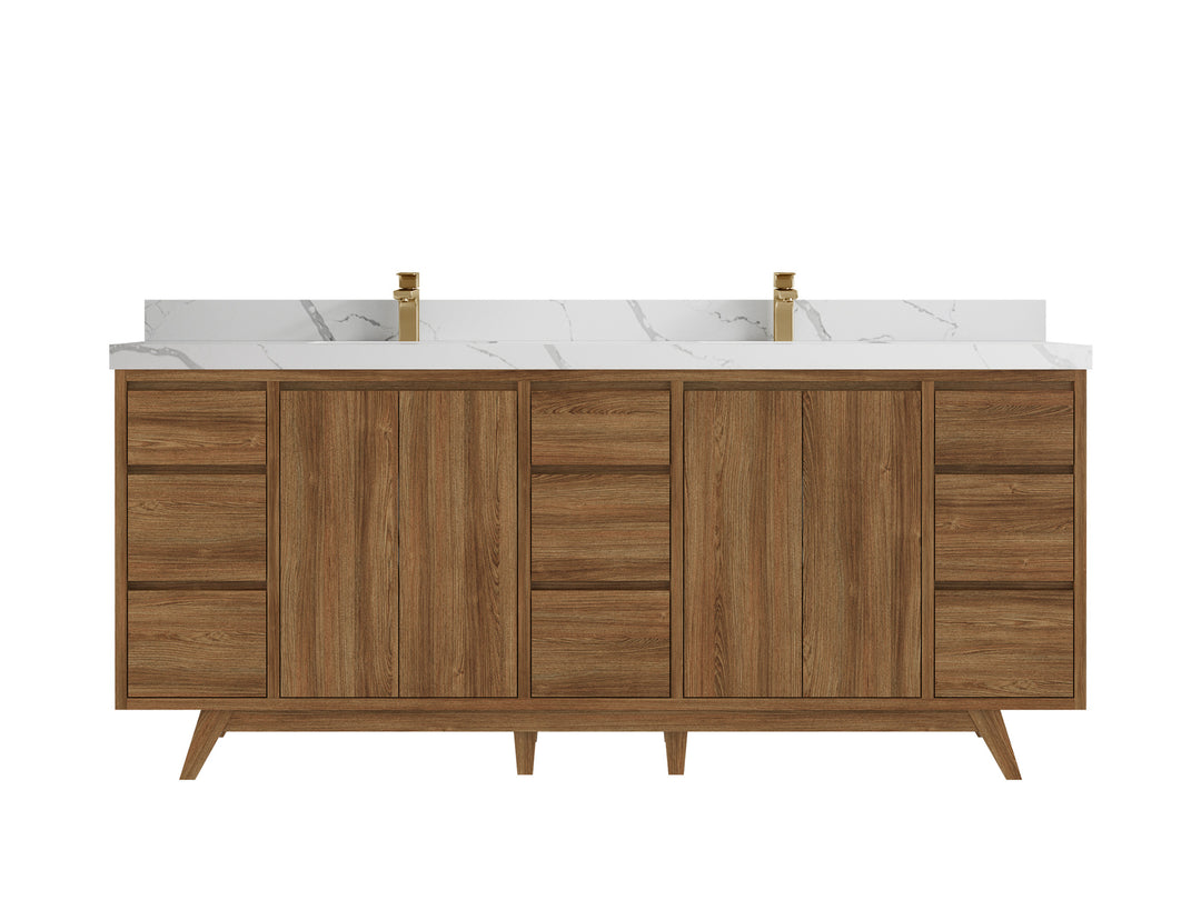 Madison Teak Wood 80 in. W x 22 in. D Double Sink Bathroom Vanity