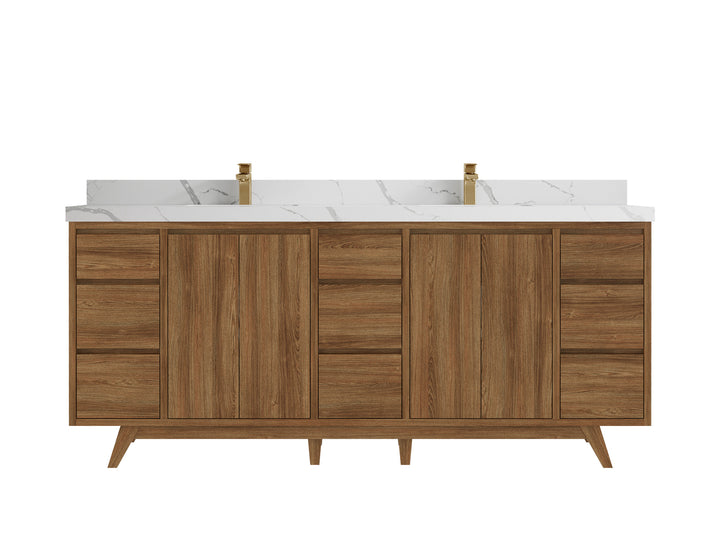 Madison Teak Wood 80 in. W x 22 in. D Double Sink Bathroom Vanity - photo 12