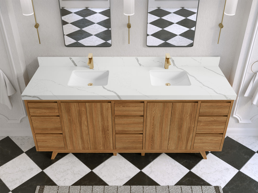 Madison Teak Wood 80 in. W x 22 in. D Double Sink Bathroom Vanity