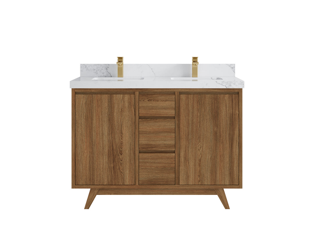 Madison Teak Wood 48 in. W x 22 in. D Double Sink Bathroom Vanity