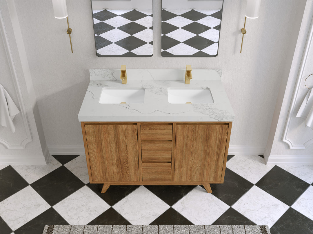 Madison Teak Wood 48 in. W x 22 in. D Double Sink Bathroom Vanity