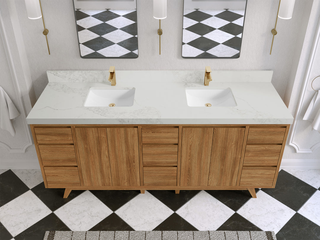 Madison Teak Wood 80 in. W x 22 in. D Double Sink Bathroom Vanity