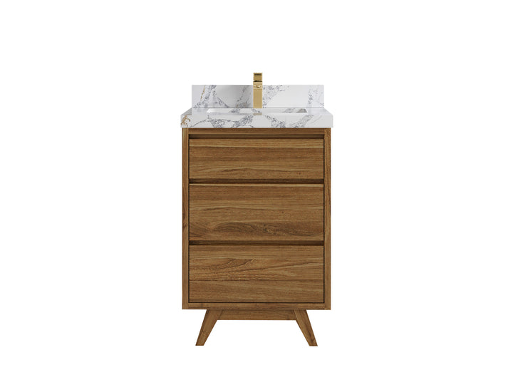 Madison Teak Wood 24 in. W x 22 in. D Single Sink Bathroom Vanity - photo 12