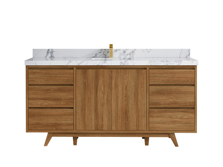 Madison Teak Wood 72 in. W x 22 in. D Single Sink Bathroom Vanity - photo 20