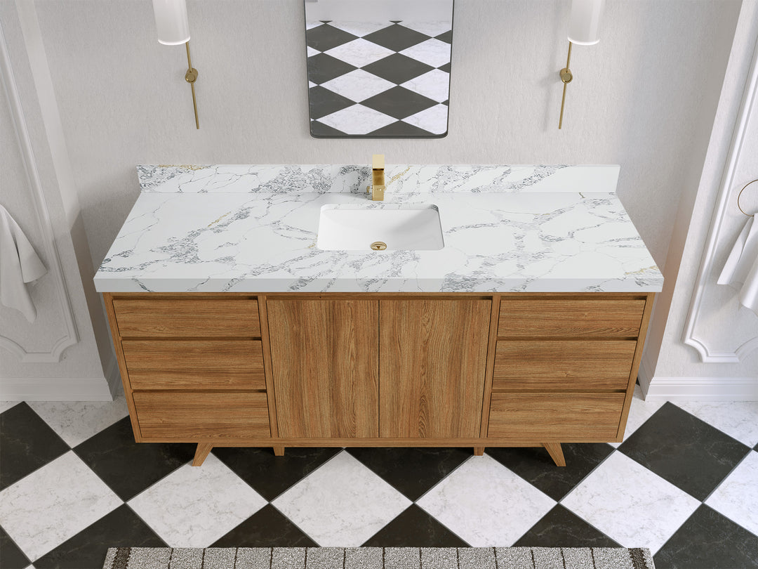 Madison Teak Wood 72 in. W x 22 in. D Single Sink Bathroom Vanity