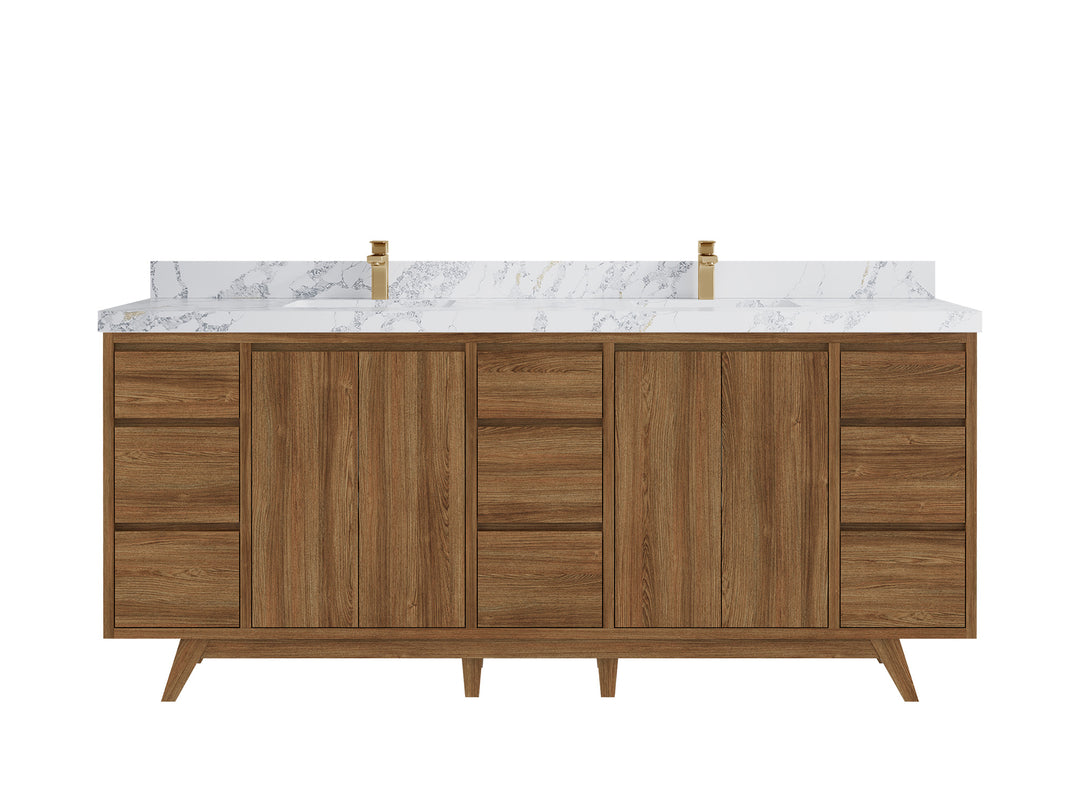 Madison Teak Wood 80 in. W x 22 in. D Double Sink Bathroom Vanity
