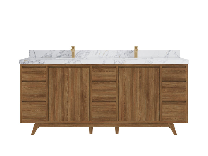Madison Teak Wood 80 in. W x 22 in. D Double Sink Bathroom Vanity - photo 16