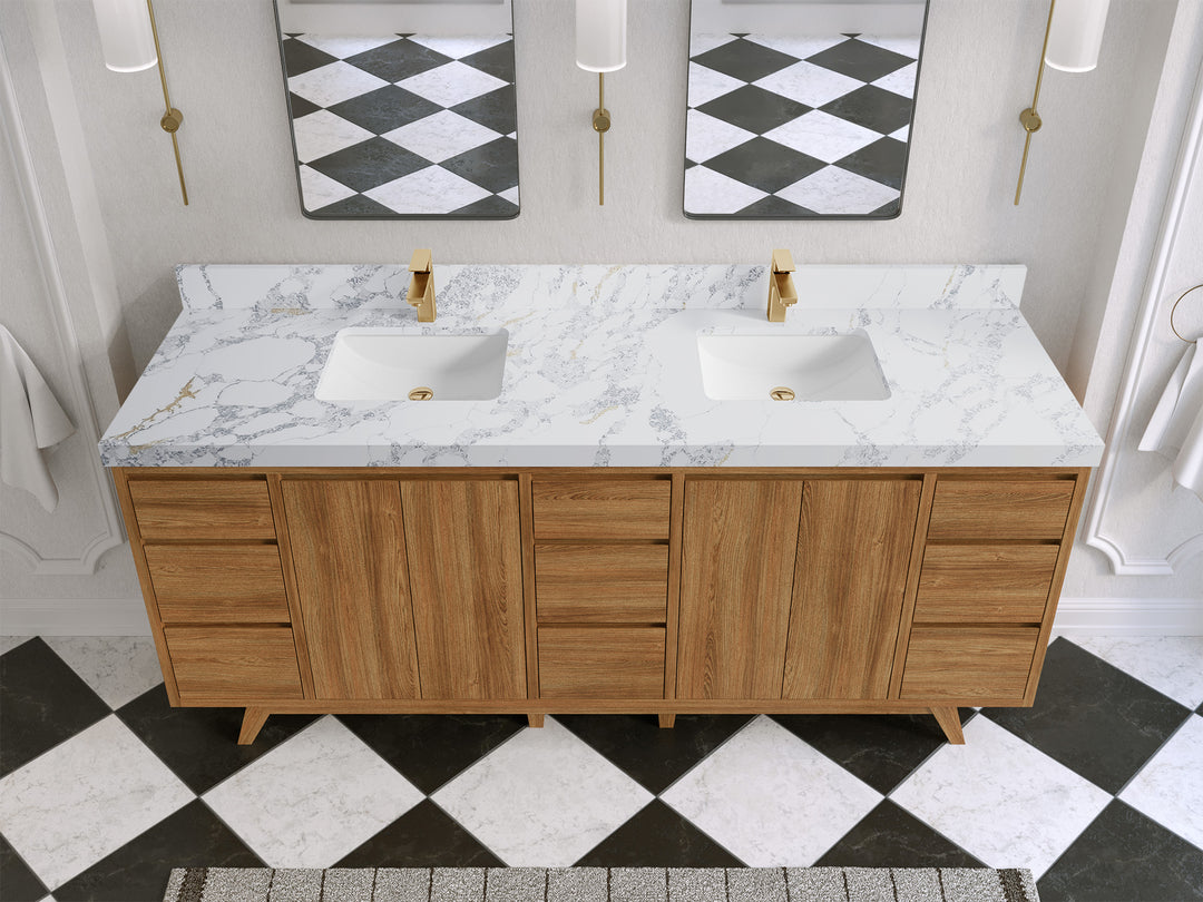 Madison Teak Wood 80 in. W x 22 in. D Double Sink Bathroom Vanity