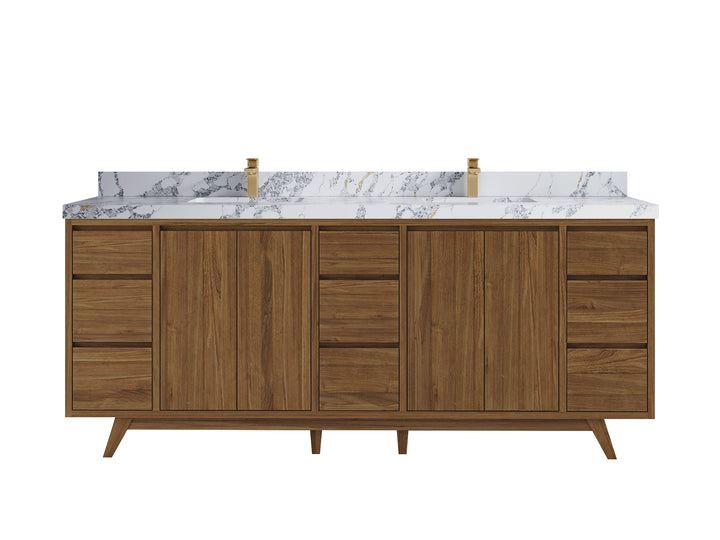 Madison Teak Wood 84 in. W x 22 in. D Double Sink Bathroom Vanity - photo 20