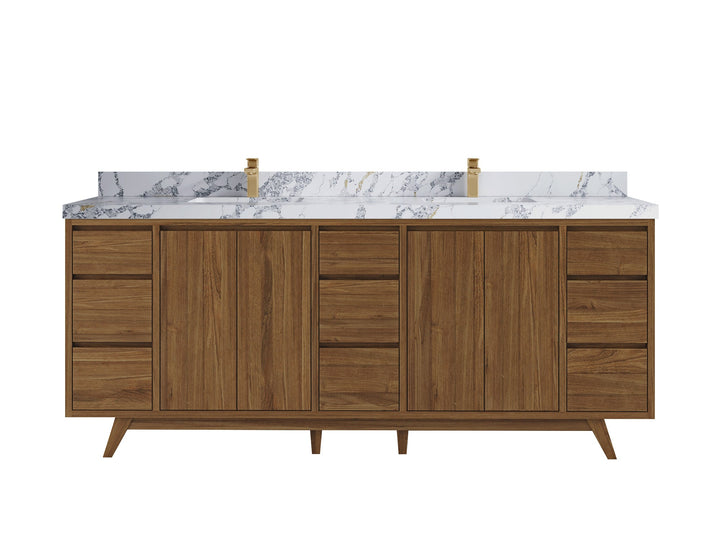 Madison Teak Wood 80 in. W x 22 in. D Double Sink Bathroom Vanity - photo 13