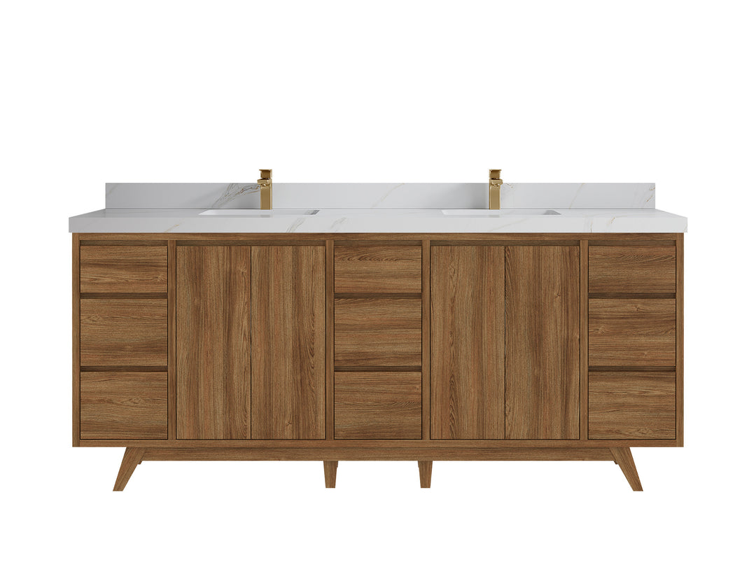 Madison Teak Wood 80 in. W x 22 in. D Double Sink Bathroom Vanity