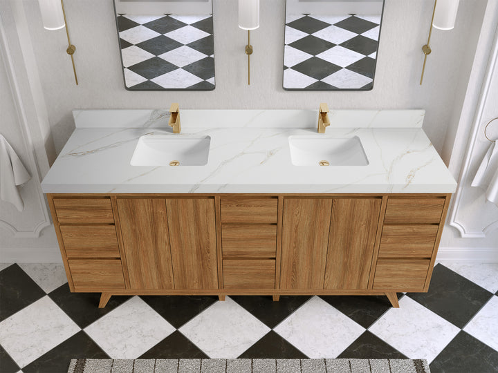 Madison Teak Wood 80 in. W x 22 in. D Double Sink Bathroom Vanity - photo 17