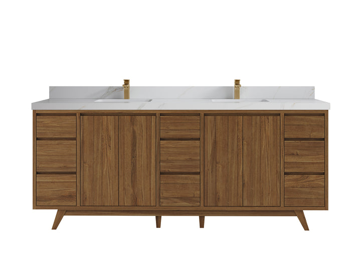 Madison Teak Wood 84 in. W x 22 in. D Double Sink Bathroom Vanity - photo 21
