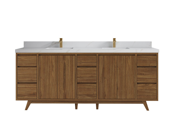 Madison Teak Wood 80 in. W x 22 in. D Double Sink Bathroom Vanity - photo 14