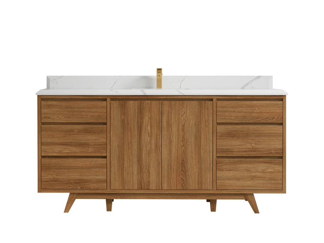 Madison Teak Wood 72 in. W x 22 in. D Single Sink Bathroom Vanity