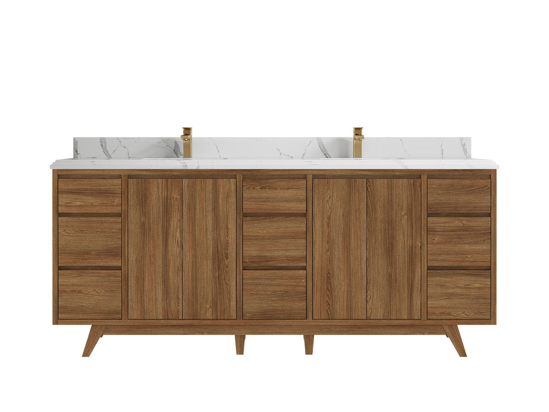 Madison Teak Wood 80 in. W x 22 in. D Double Sink Bathroom Vanity