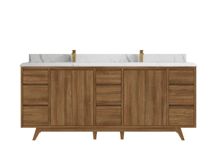 Madison Teak Wood 80 in. W x 22 in. D Double Sink Bathroom Vanity - photo 24