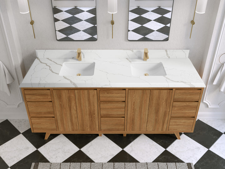 Madison Teak Wood 80 in. W x 22 in. D Double Sink Bathroom Vanity - photo 23